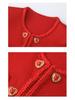 Elegant French High-End Mid-Length Knitted Dress with Heart Buckle for Early Spring