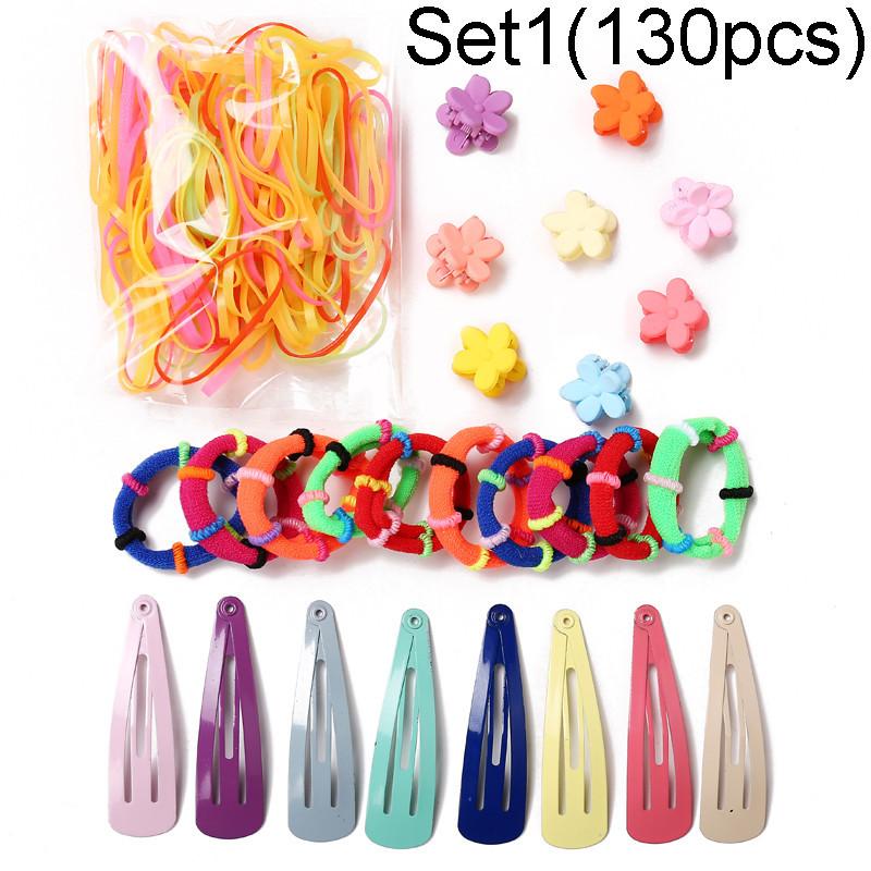 IF ME 780pcs/set Cute Hair Tie Hair Clip Set for Kids Colorful Star Flower Hairpin Rubber Children Hair Accessories