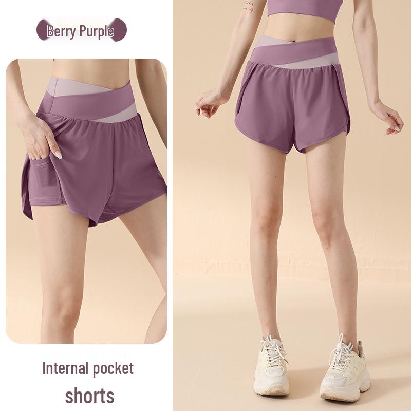 Women's 2025 High-Waisted Sports Shorts with Pockets - Hip-Lifting, Anti-Exposure, Loose Fit for Running & Yoga