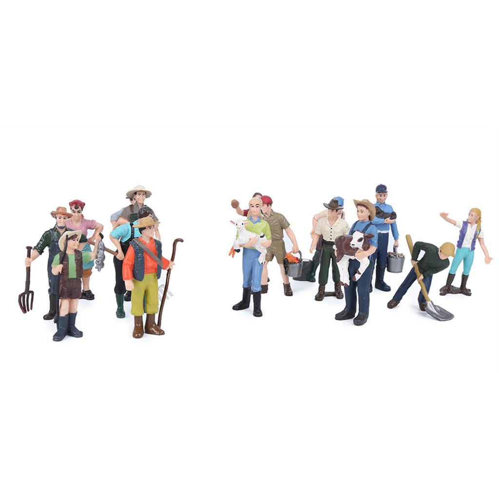 16pcs Simulation Farm Character Model Set Farmer Miniature Toy Figure Educational Toys