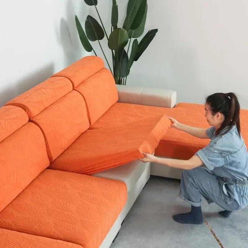 

1/2/3/4 Seater Jacquard Elastic Sofa Seat Cushion Cover Universal Sofa Cover for Living Room Four Seasons Four-leaf Couch Covers Back cover(M)-1PC оранжевый
