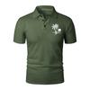 Men Short Sleeve Polo Shirt with Turn Down Collar and Printed Pattern Lightweight Breathable Casual Summer Top