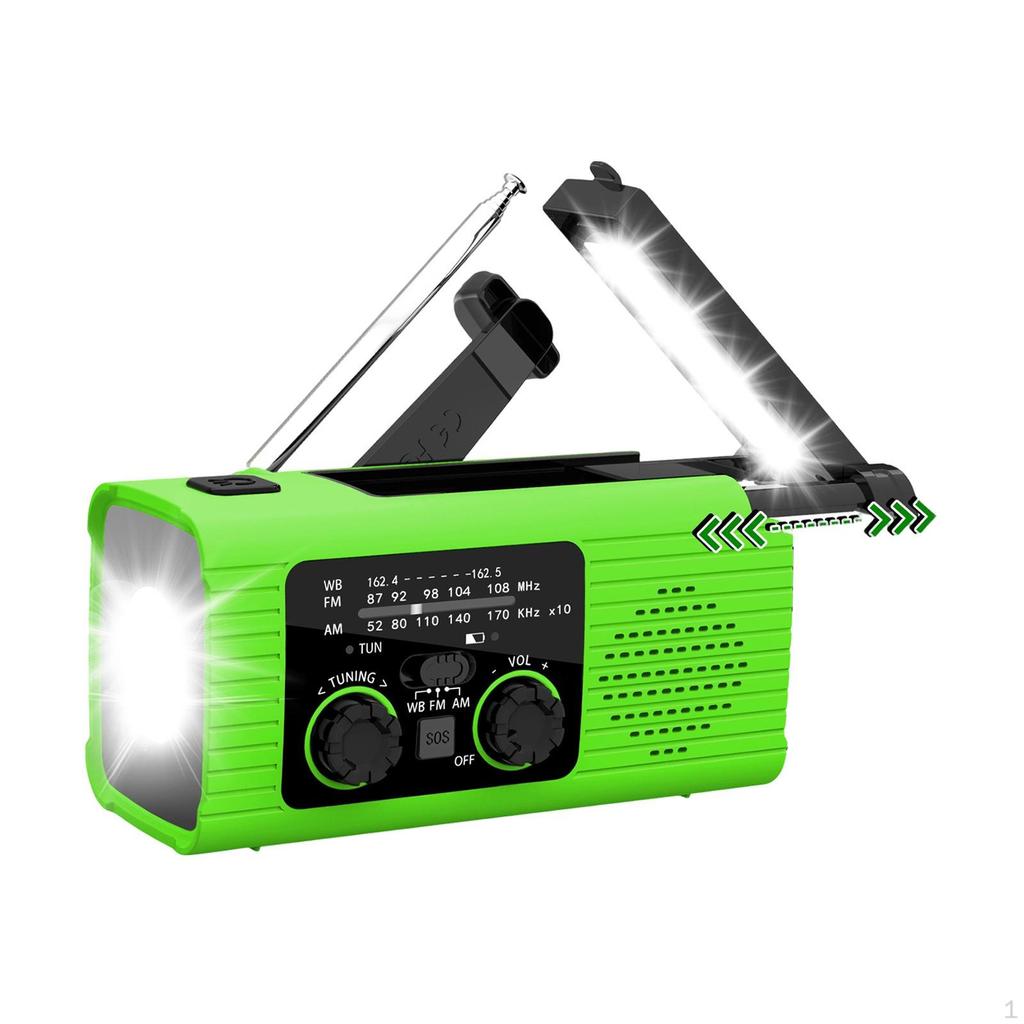 Emergency Radio Hand Crank with Headphone Jack Solar Power Compact Flashlight Weather for