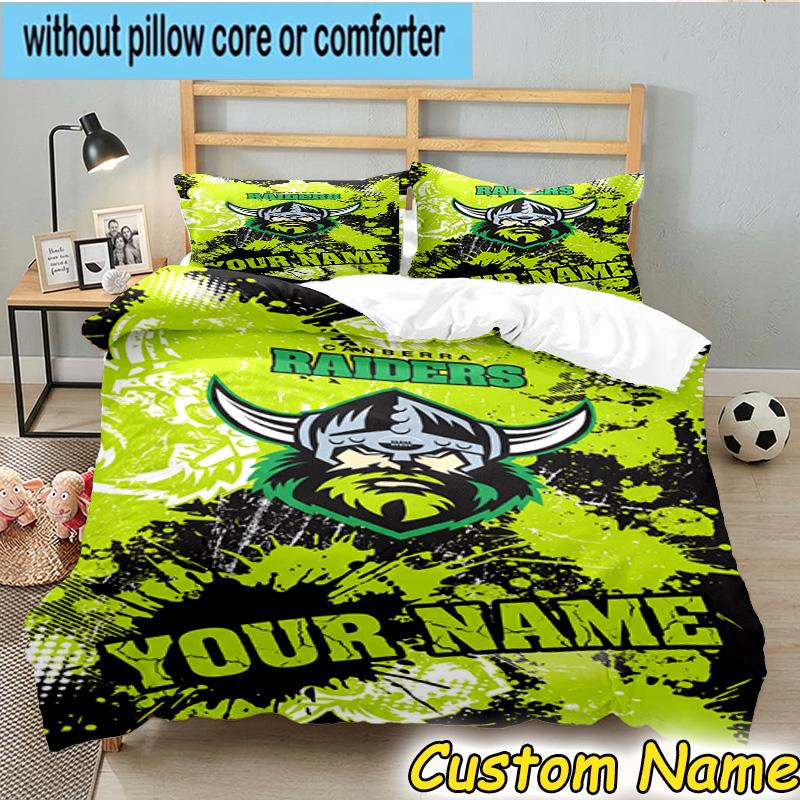 3pcs Custom Name Raiders Team Spirit Bedding Set Includes 1 Duvet Cover & 2 Pillowcases for All Seasons Dormitory Home Decor Christmas gifts