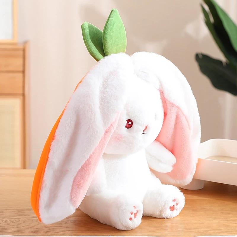 23/28/35cm Creative Funny Doll Carrot Rabbit Plush Toy Stuffed Soft Bunny Hiding In Strawberry Bag Toys for Kids Girls Birthday Gift
