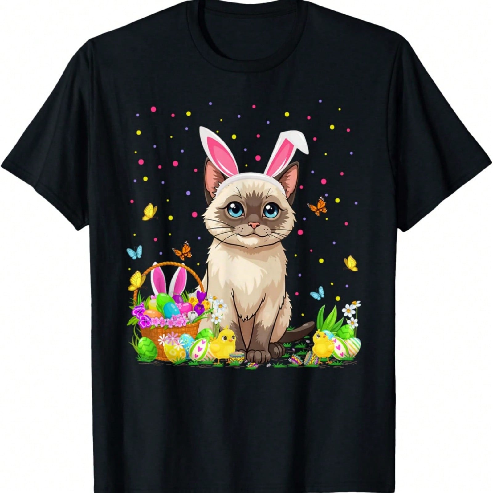 Siamese Cat Easter Egg Hunt Bunny Ear Siamese Cat Easter T-Shirt S разноцветный
