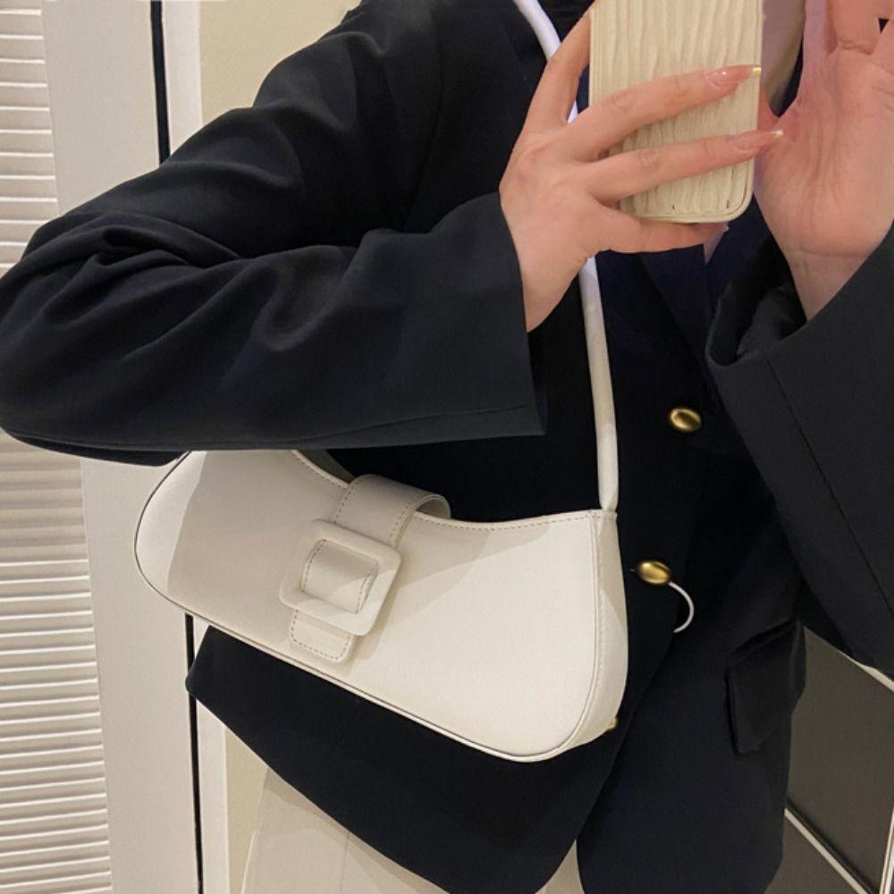 Large Capacity Half-moon Tote Bag PU Leather Ladies Luxury Handbags Underarm bag Women  Women