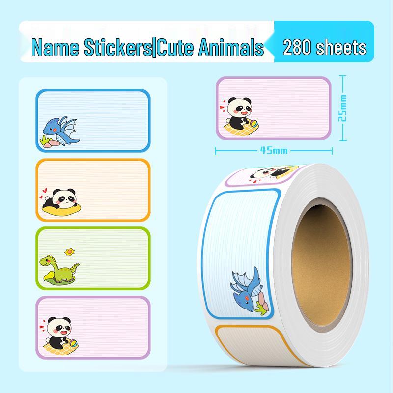 Cartoon Name Stickers for Kids: Self-Adhesive Labels for Books & School Supplies