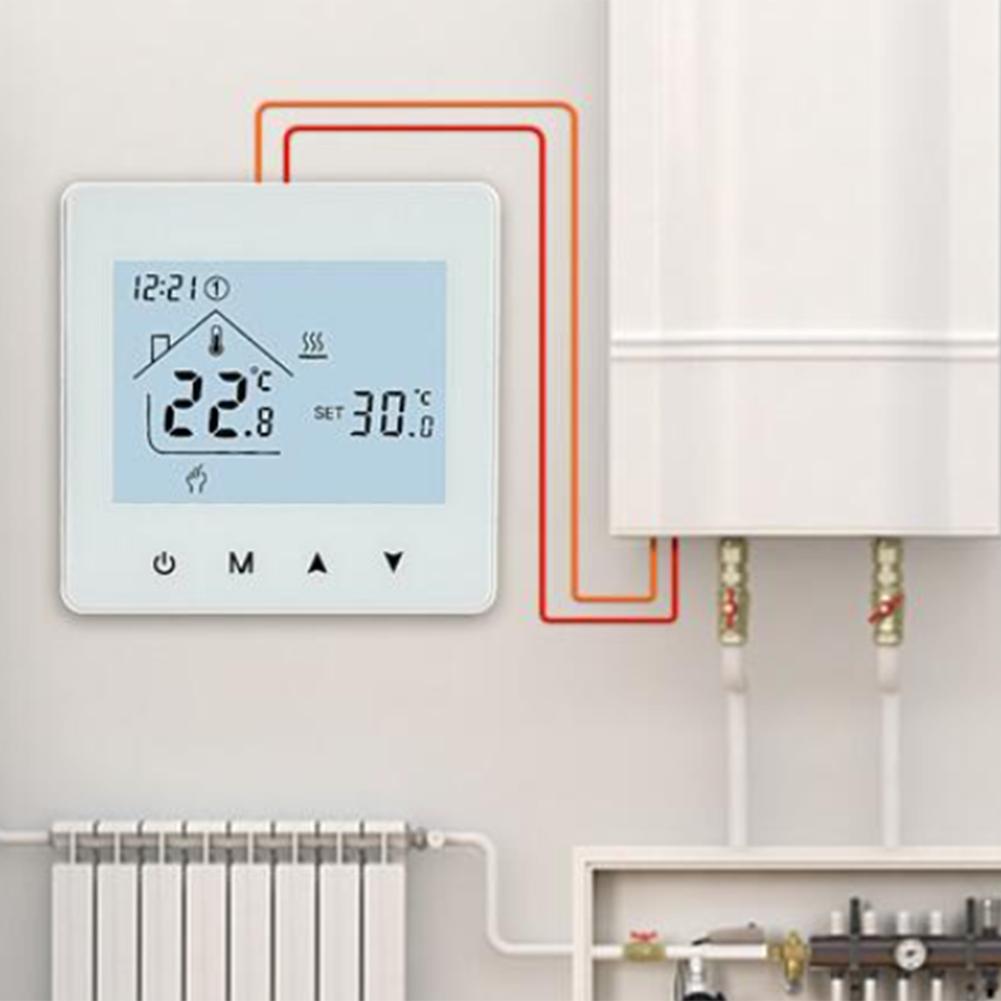 Boiler Temperature Regulator Programmable Thermostat Flame Retardant Material Memory Function Boiler Thermostat 86 X 86 X 41mm