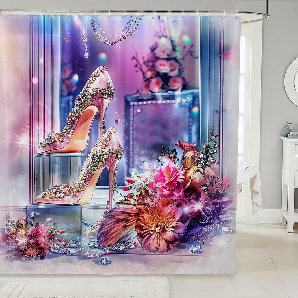 Cat Shower Curtain,Colorful Floral Bathroom Curtain,Kids Girls Boys Adult Cute Pet Animals Waterproof Fabrics Blue Sky Bathtub