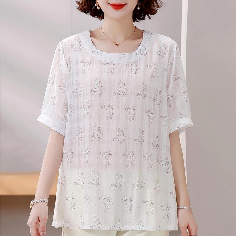 4XL-8XL Taglie Forti Bluse Eleganti da Donna Abiti Estivi Top Oversize Camicie Casual a Maniche Corte