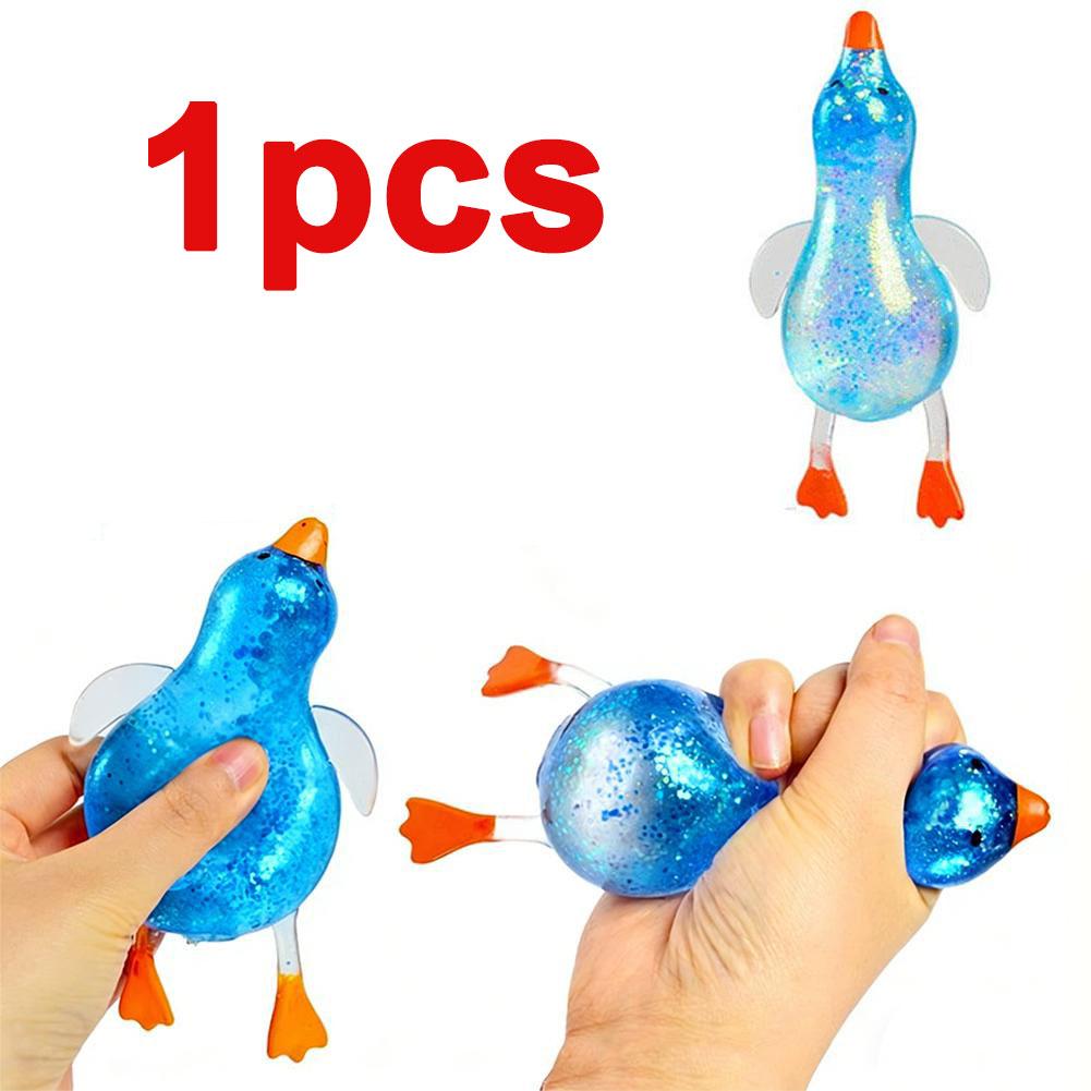 Stress Relief Squeeze,Squishy Glitter Ducks,Kids Squishy Fidget Toy,Animal Stress Balls,Bulk Party Favors Easter Basket Stuffers
