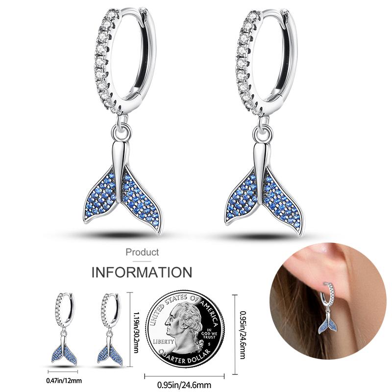 2023 925 Silber Leuchtende Muschel Ohrringe für Damen Pavé CZ Herzform Stern Mond Creolen Verlobung Hochzeitsschmuck