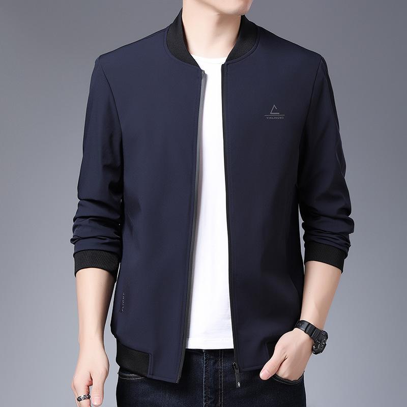 Spring Casual Stand Collar Light Mature Solid Color Zipper Korean Style Side Seam Pocket Straight Hem Youth Jacket
