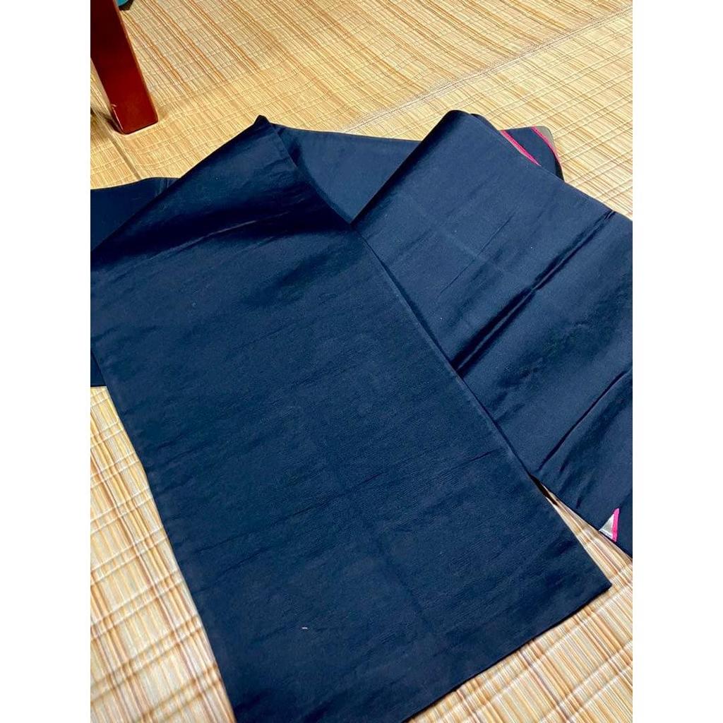 Used Black background Fukuro obi and shibori obiage