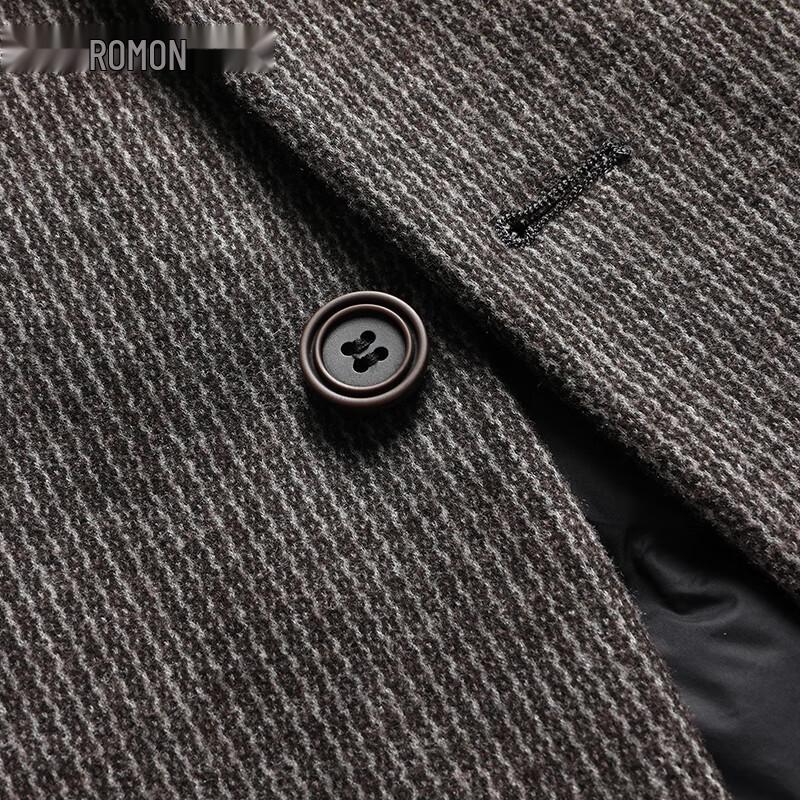 ROMON Men's Winter Wool-Blend Down-Lined Business Casual Blazer