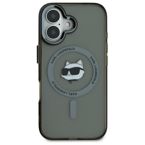 Karl Lagerfeld Klhmp16Shlschk Iphone16 6.1 Czarny/Black Hardcase Iml Metal Choupette Head Magsafe