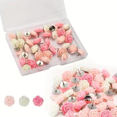Creative Rose Flower Pushpins for Cork and Photo Boards - Decorative Thumbtacks
