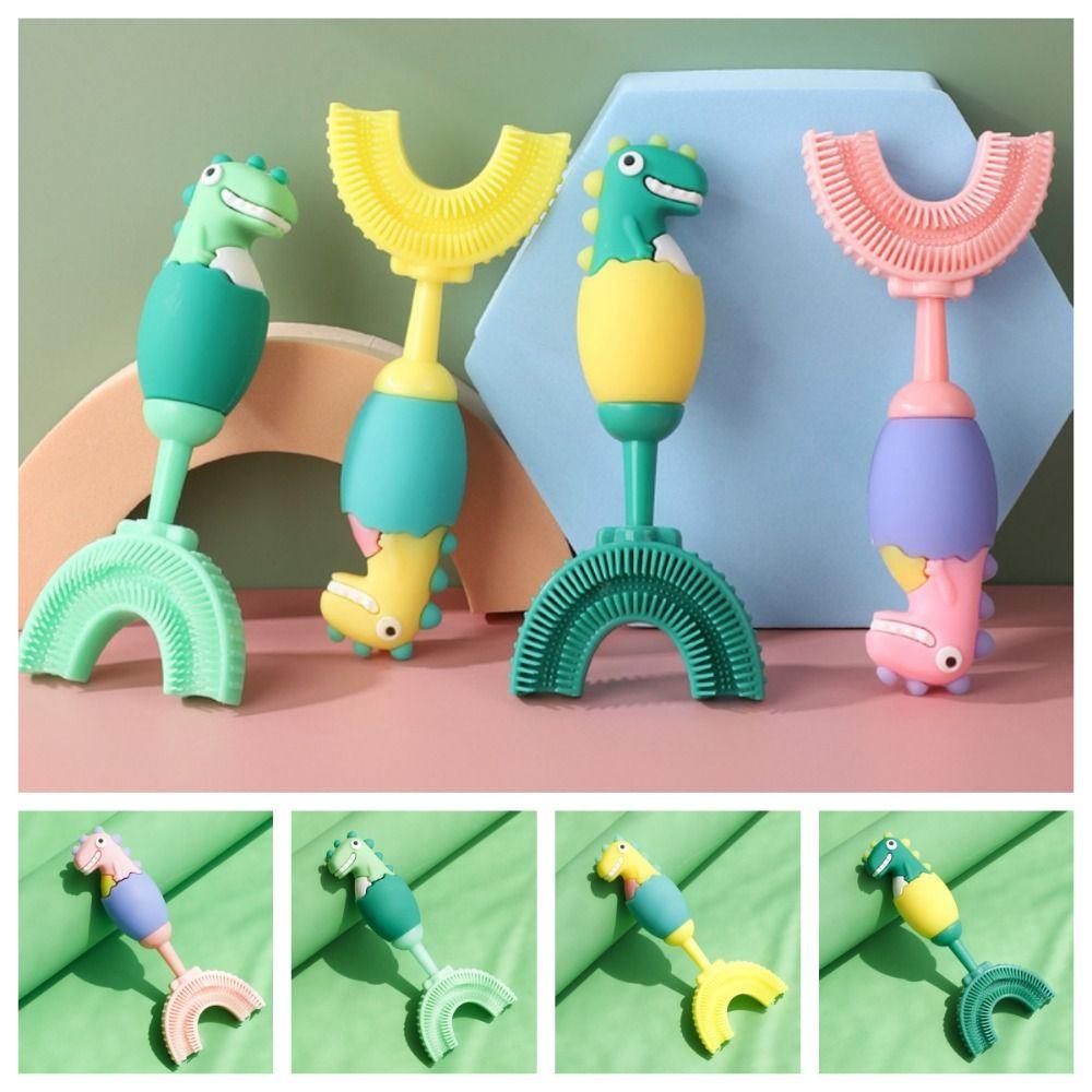 360 Degree U-shaped Tooth Brush Soft Children Teeth Cleaning Dinosaur Baby Toothbrush  Boy Girl