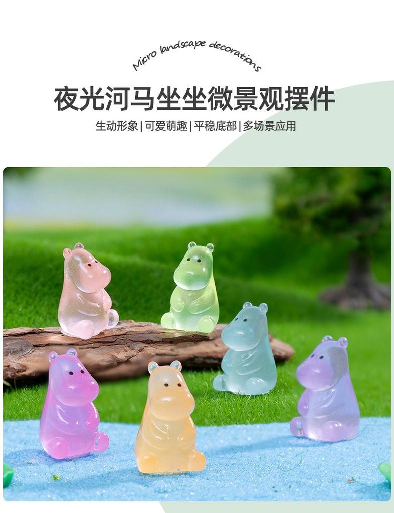 10-100 Stück Mini-Harz-Nilpferd Leuchtet im Dunkeln Leuchtendes Miniatur-Nilpferd Winzige Tierfiguren für DIY-Feengarten-Dekoration