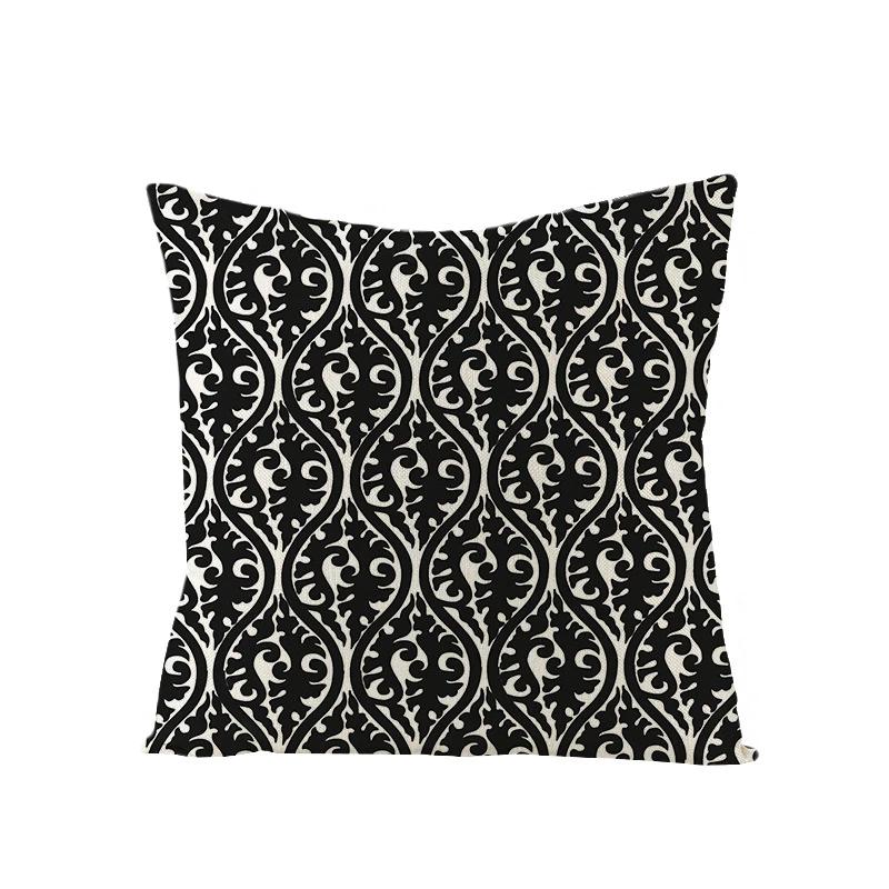 Linen Simple Black White Geometry Cushion Case Modern Nordic Simple Decorative Pillows Case Livingroom Sofa Couch Throw Pillows