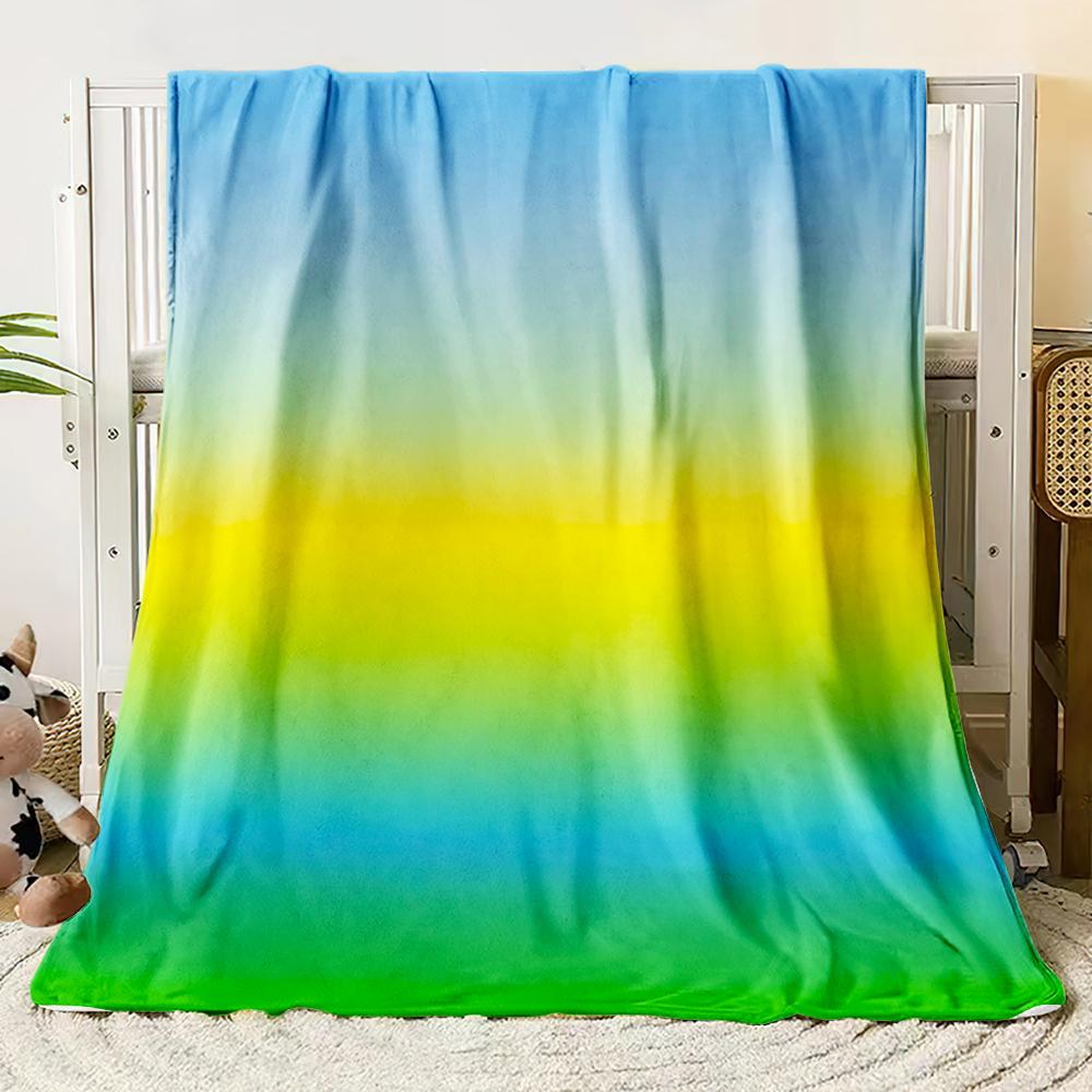 Flannel Blanket Dopamine Gradient Soft Warm Thin Bed Sheet Sofa Cover Artificial Fur Plaid Blanket