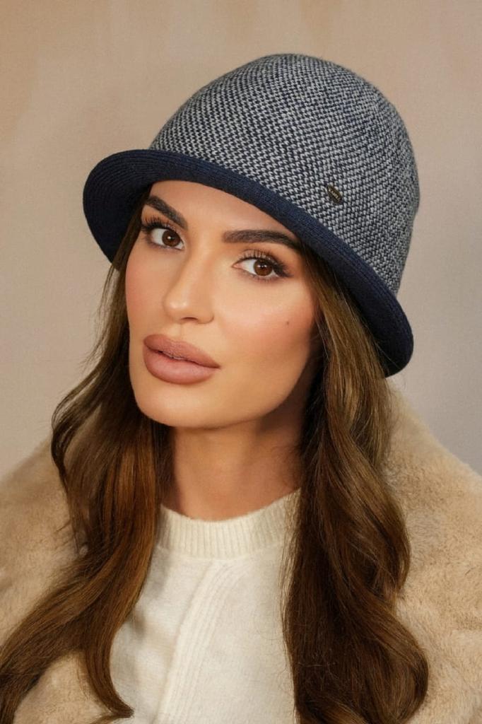 Women' Winter Hat In Houndstooth Color Navy Blue Kamea-Zelda