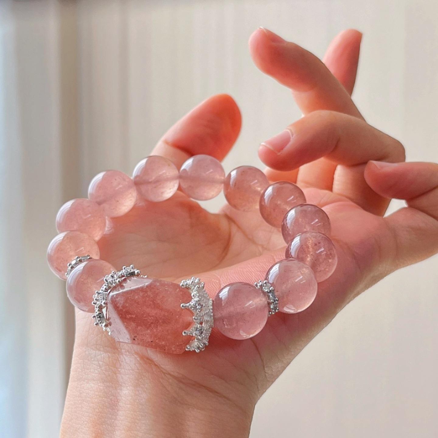 12Mm High Quality Natural Strawberry Crystal Design Bracelet Bracelet