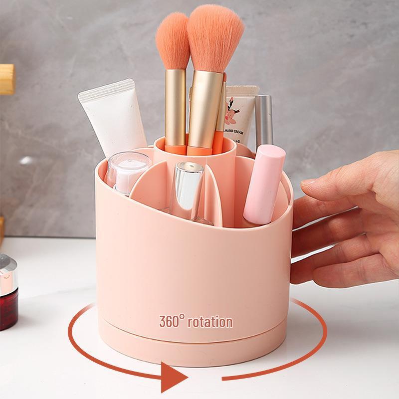 Rotating Cosmetic Organizer with Compartments for Brushes, Pens, and Lipsticks