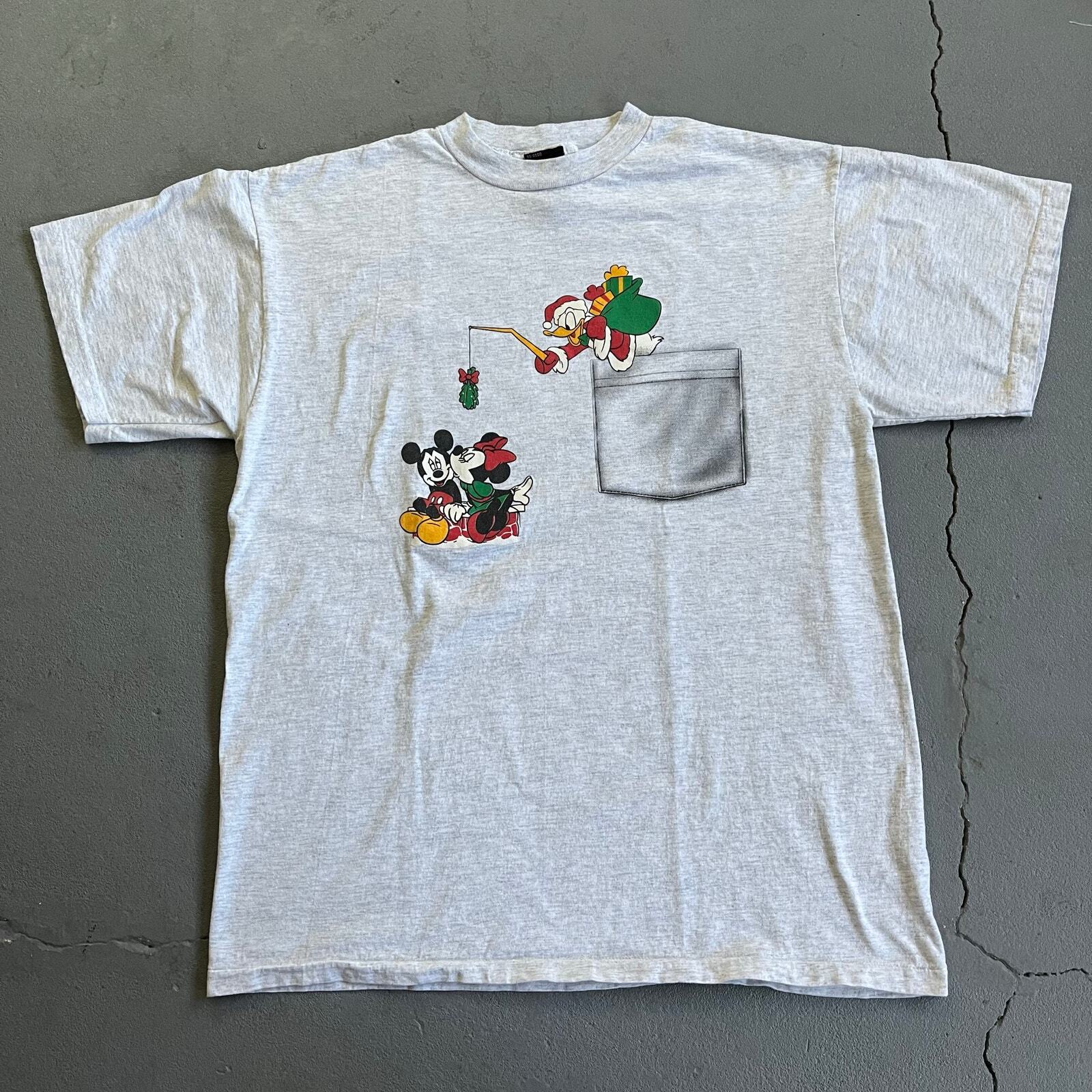 Vintage Disney Mickey Unlimited Shirt Men Large Mistletoe Mickey Minnie Duck Unisex T-Shirt XL