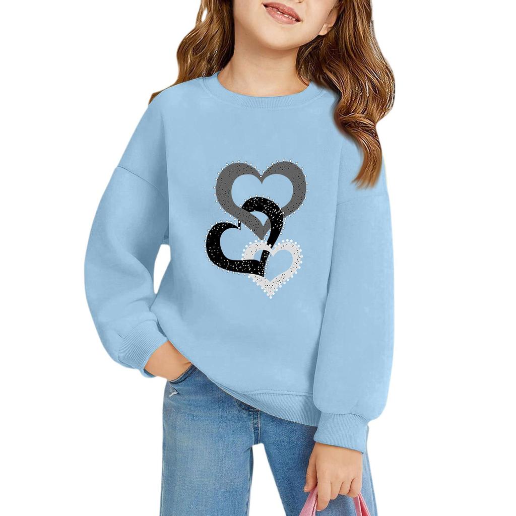 Mädchen Rundhals-Pullover für Kinder Bedruckte Baby-Oberteile Valentinstag