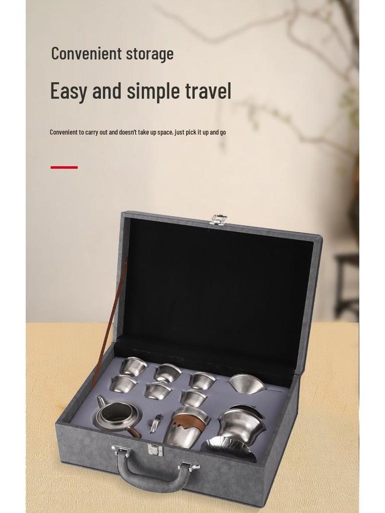 Luxury Pure Titanium Kung Fu Tea Set with High-End Teapot & Gift Box