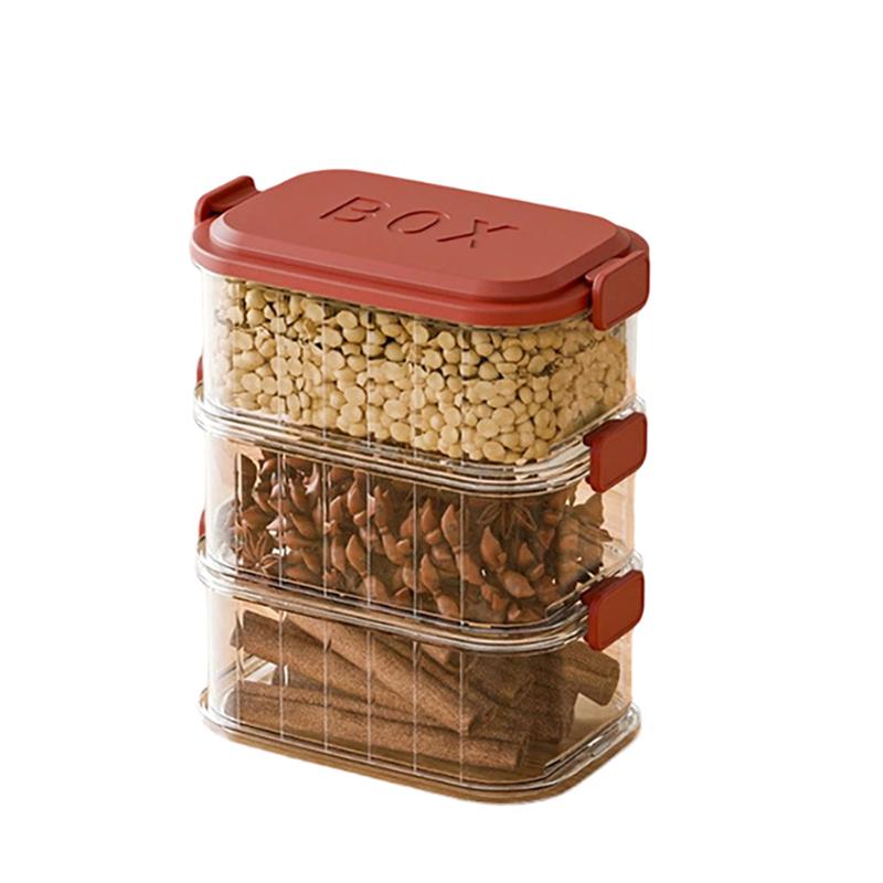 

Stackable Spice Storage Boxes Plastic Seasoning Jar Multi-Layer Food Container Crisper Cereal Coffee Beans Sealed Organizers