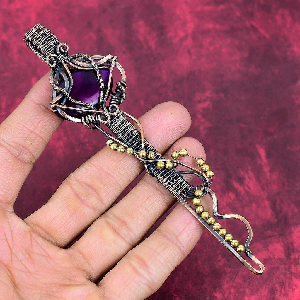 Purple Fire Labradorite Pendant Copper Wire Wrapped Gemstone Pendant Key Pendant Copper Jewelry Handmade Pendant Gifts for Her Wire Jewelry