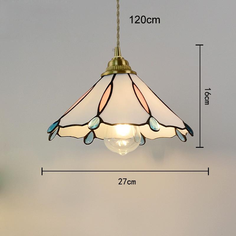 Home Garden LED Pendant Light Fixture Wood Copper Glass Lampshade Vintage Edison Bulb Hanging Lamp Restaurant Ceiling Chandelier