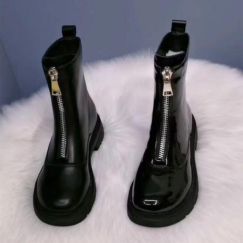 Fashion Versatile Comfortable Platform Front Zipper Women's Skinny Boots Autumn and Winter New Martin Boots Women's