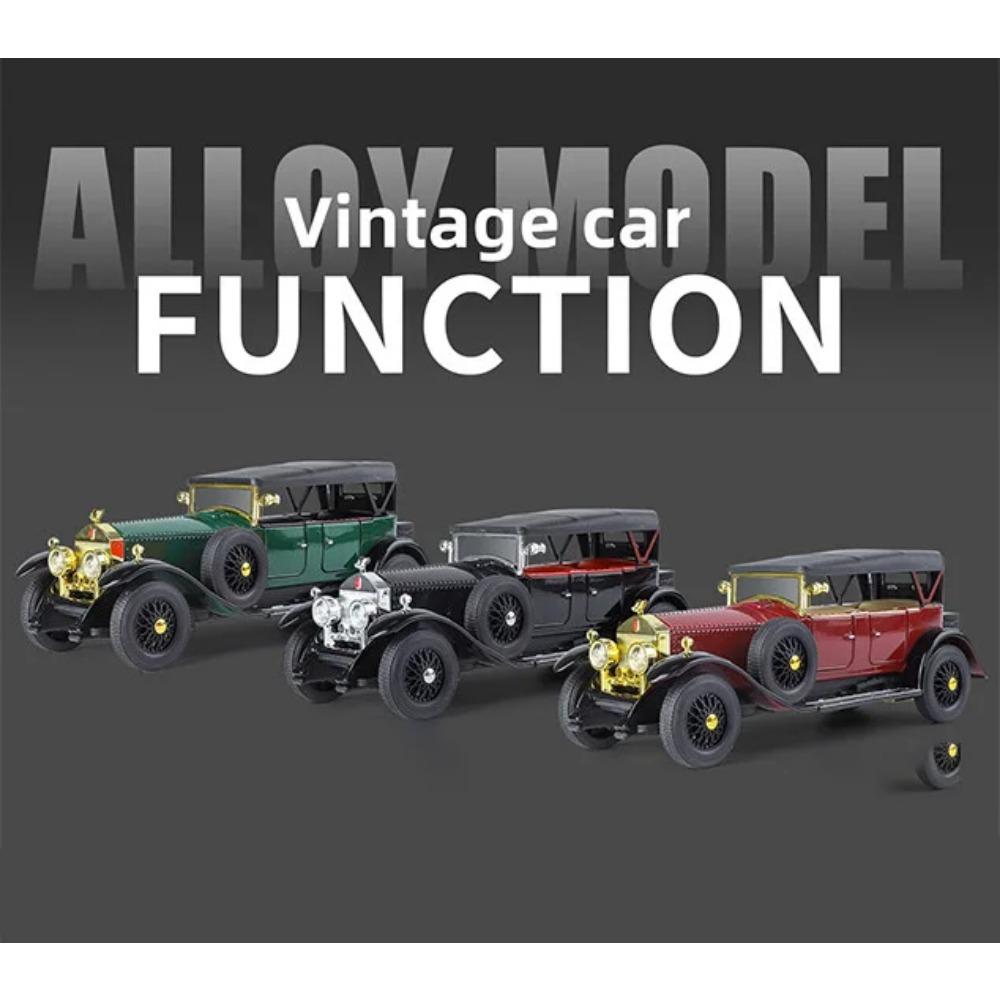 1/24 Rolls-Royce Phantom I Alloy Classic Luxy Car Model Diecast Metal Toy Retro Old Vehicles Car Model Sound and Light Kids Gift