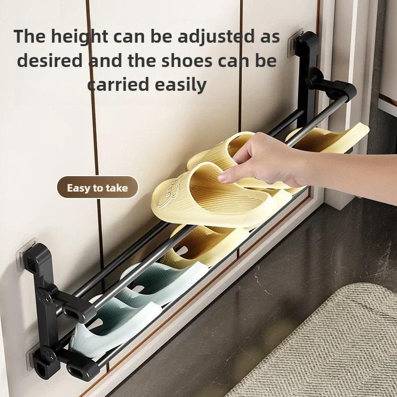 Bathroom Non Perforated Slipper Rack Wall Mounted Simple Entrance Shoe Bathroom Wall Mounted Door Mounted Shoe Storage Rack