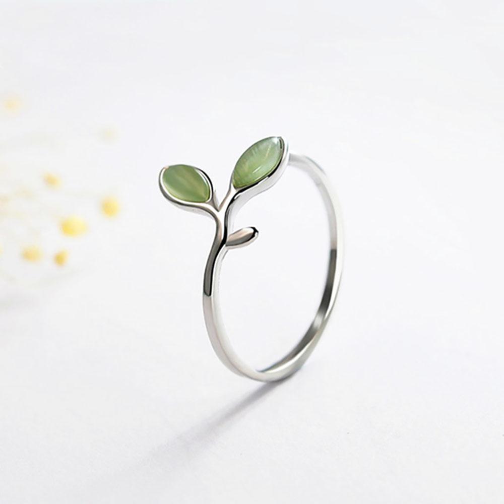 925 Silver Foliage Adjustable Rings For Women Girls Wedding Ring Luxury Jewelry Accessories