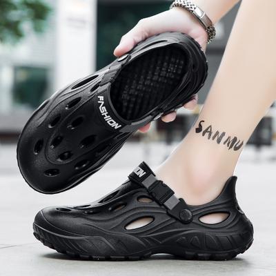 2025 New Hole Shoes Foreign Trade Men's Summer Outdoor Beach Shoes Non-slip EVA Bag Head Sandals Wading Shoes Spot