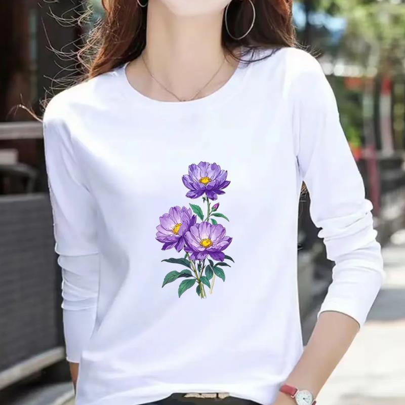 

Женская повседневная футболка с длинным рукавом и круглым вырезом с принтом в виде сердца и букв для весны и осени XL