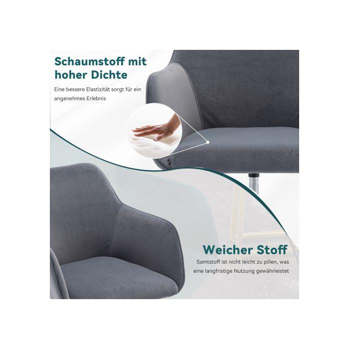 Nouveau fauteuil pivotant en velours réglable en hauteur, adapté à une utilisation en intérieur dans un bureau, gris .