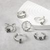 Personalized Combination Ring, Retro Love Nails Flower Opening 6 Pieces Ring Jewelry
