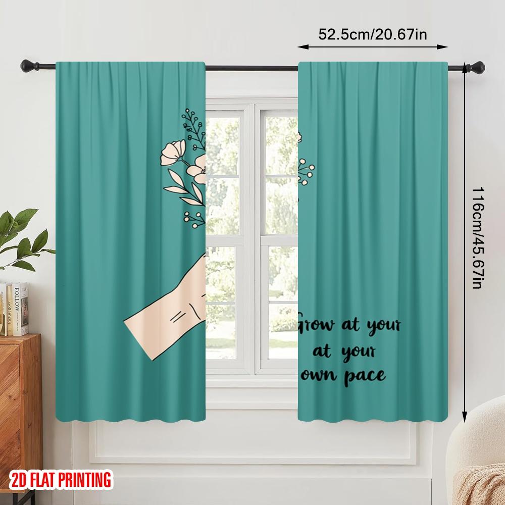 2pcs 2D flat printing Drapes Hand holding flowers grow pace Fabric Without Electricity All Season Party & Holiday Decor Use for