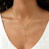 Elegant Long Twisted Sun Moon Stainless Steel Pendant Necklace Women Jewelry