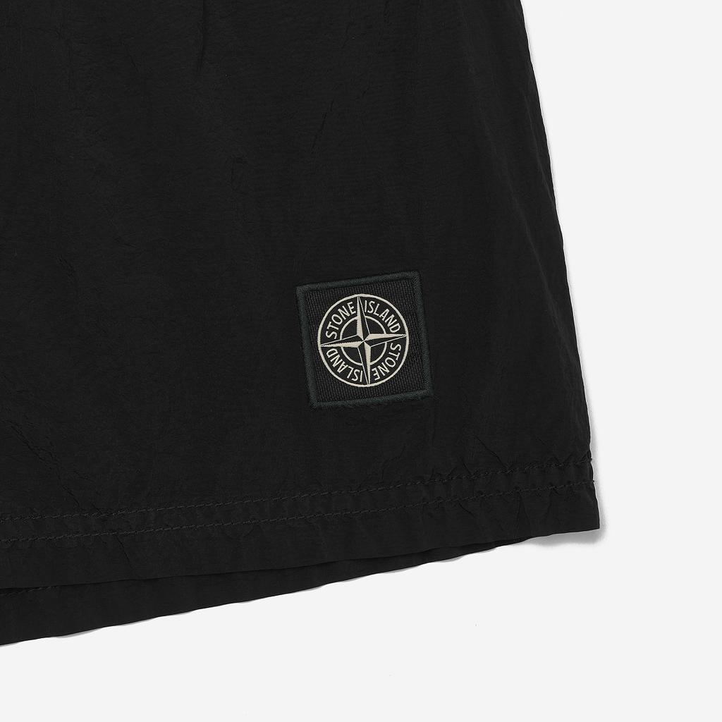 STONE ISLAND Logo Patch Elastic Swim Shorts Men Swimwear Black K1S15B100009S0043-V0029