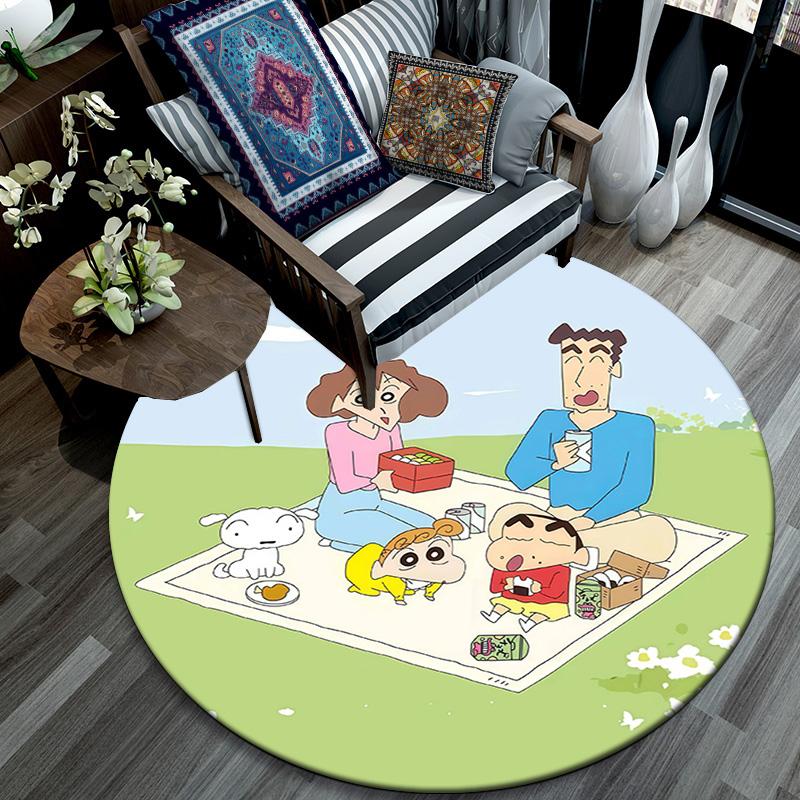 Crayon Shin‑chan2 Round Area Rug,Carpet Rug for Living Room Bedroom Sofa Playroom Decor,Non-slip Floor Mat
