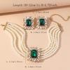Chic Geometric Design Colorful Crystal Accented Layering Pearls Necklace And Earrings Jewelry Set for Gatherings