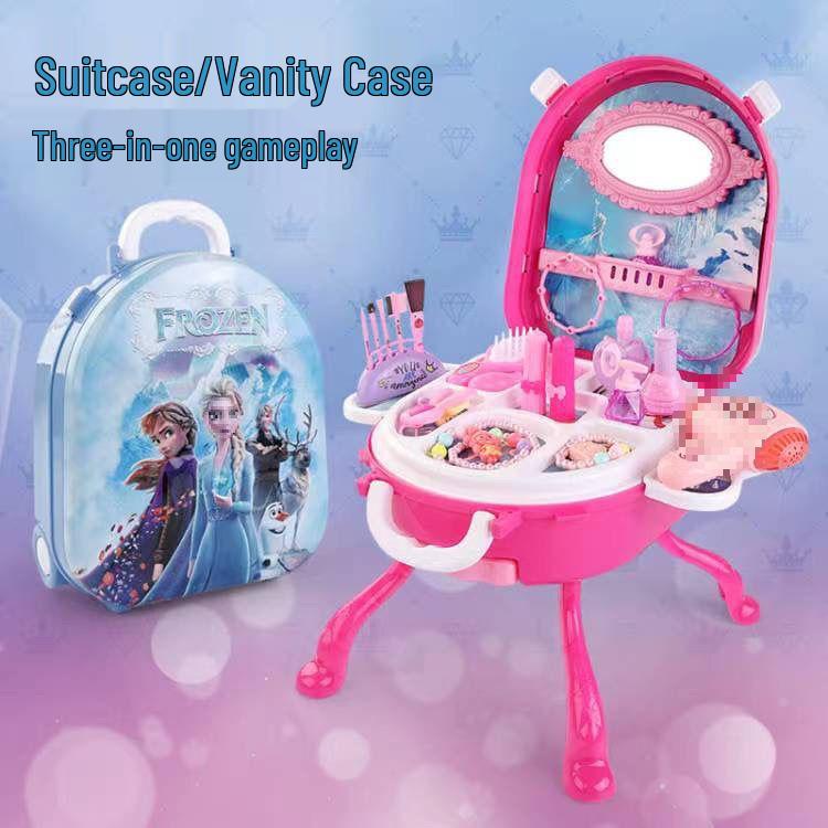 Frozen Princess Role Play Jewelry Set & Dressing Table Suitcase - Perfect Birthday Gift for Kids