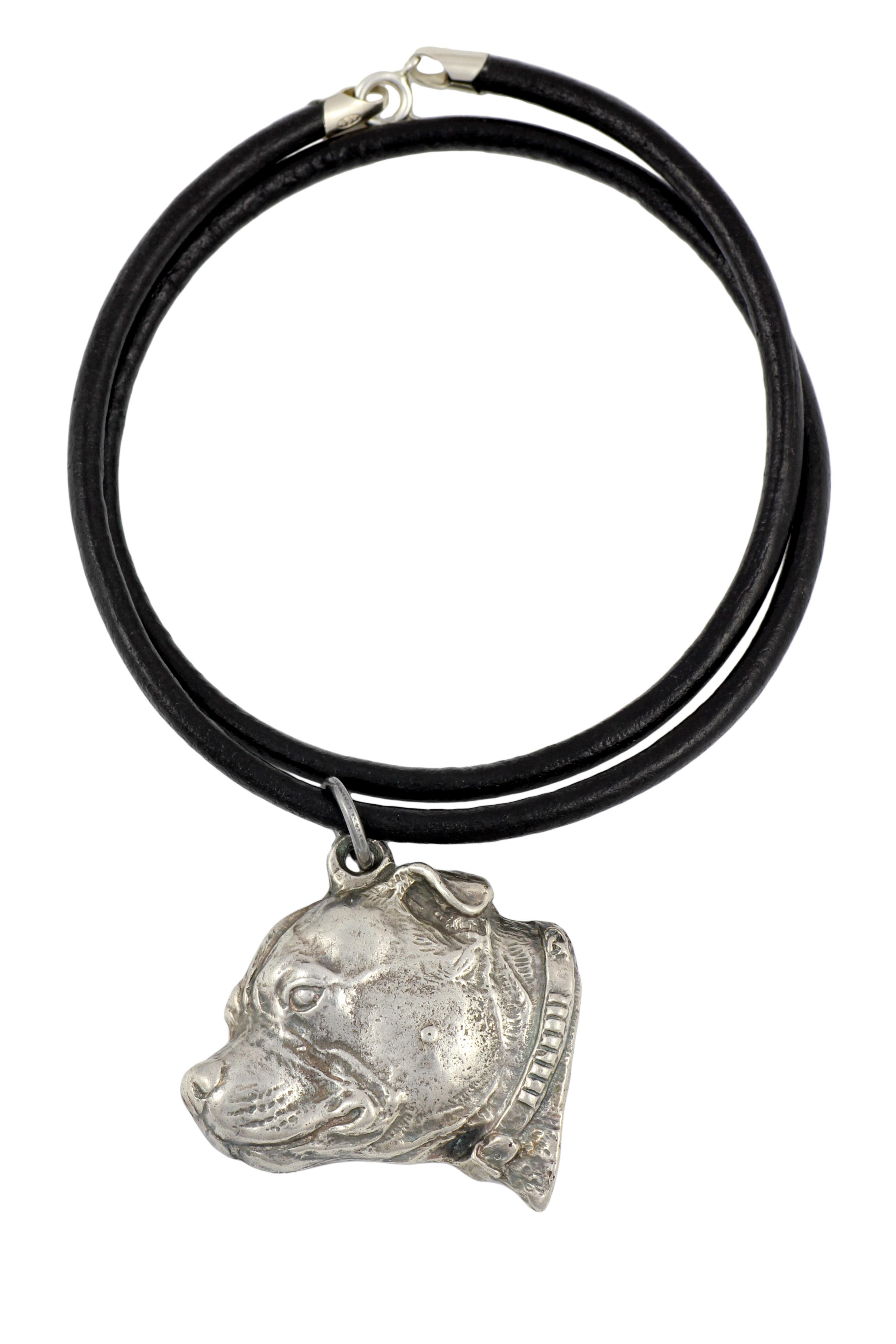 

Staffordshire Bull Terrier, Staffy III - Necklace with dog, silver-plated pendant for dog fan, unique jewelry by Art-Dog brand срібний